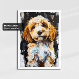 Cockapoo Abstract Paint Drip Dog Painting Framed Poster Print Or Canvas Wall Decor Art Bedroom Home Interior Gift For Pet Lover - thumbnail 3