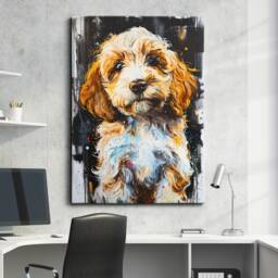 Cockapoo Abstract Paint Drip Dog Painting Framed Poster Print Or Canvas Wall Decor Art Bedroom Home Interior Gift For Pet Lover - thumbnail 1