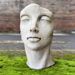 Modern Face Figurine Concrete Head Sculpture Stone Large Statue Outdoor Abstract Decoration Front Door Ornament Lover Gift Yard Art - thumbnail 1