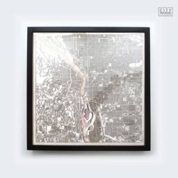 Portland Wooden Map - Laser Cut Pinewood Streets, Framed 3D Wall Art - thumbnail 1