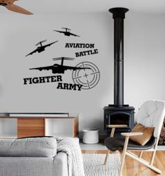 Wall Vinyl Jet Aviation Fighter Airplane War Guaranteed Quality Decal Mural Art 1657Dz - thumbnail 1