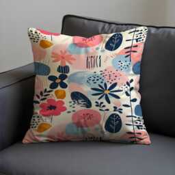 Abstract Floral Cushion Cover, Modern Botanical Pillow Contemporary Home Decor - thumbnail 3
