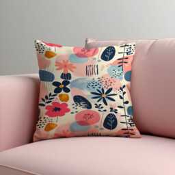 Abstract Floral Cushion Cover, Modern Botanical Pillow Contemporary Home Decor - thumbnail 2