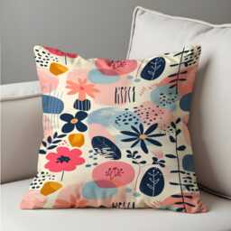 Abstract Floral Cushion Cover, Modern Botanical Pillow Contemporary Home Decor - thumbnail 4