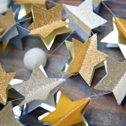 Christmas Decor, Holiday Modern Christmas, New Years Eve, Star Garland, Gold Holiday Gold Stars Decor - thumbnail 3