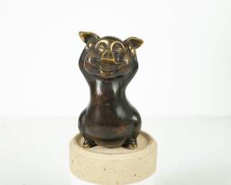 Pig Bronze Sculpture 3.4 Inch, Sculpture, Figurine, Room Decor, House Housewarming, Table Gift For Her, Son