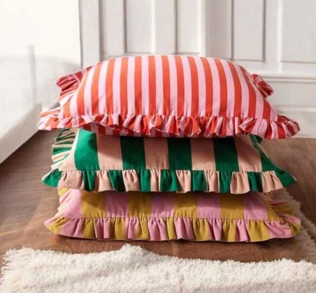 Bohemian Frill Striped Pillow Cover - Different Color Options With Edges Hello Mello Store - image 1