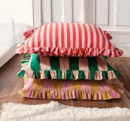 Bohemian Frill Striped Pillow Cover - Different Color Options With Edges Hello Mello Store - thumbnail 1