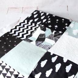 Play Mat Baby, Teal, Black & White, Sensory Blanket, Montessori Child, Baby Gym, Playmat, Scandinavian, Play Mat Pad, Nursery Rug - thumbnail 2