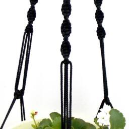 Black Macrame Plant Hanger 36 Inches 3 Mm - Holder Wall Hanging Planter Pot Pattern Gift Idea - thumbnail 2