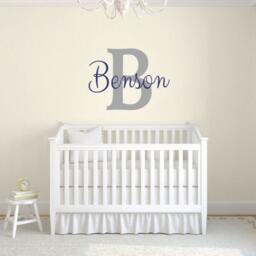 Personalized Name & Initial Vinyl Decal, Customized Cursive Letters Sticker, Monogram Wall Art Sign, Easy Removable Kids Room Decoration - thumbnail 2