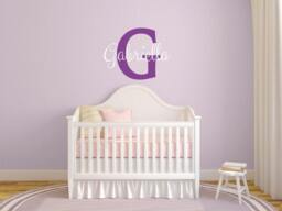Personalized Name & Initial Vinyl Decal, Customized Cursive Letters Sticker, Monogram Wall Art Sign, Easy Removable Kids Room Decoration - thumbnail 1