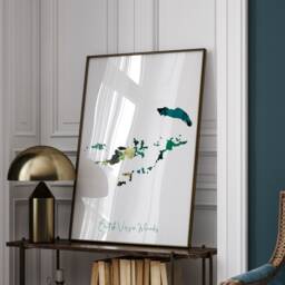 British Virgin Islands Map Emerald Green & Gold Wall Art Print - thumbnail 1