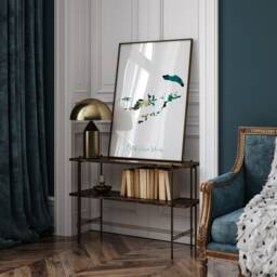 British Virgin Islands Map Emerald Green & Gold Wall Art Print - thumbnail 2