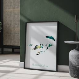 British Virgin Islands Map Emerald Green & Gold Wall Art Print - thumbnail 3