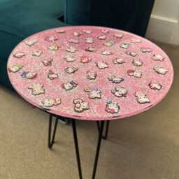Kawaii Cat Sparkle Side Table Coffee Pink Glitter Resin Accent Cute Character Decor Playful Home Handmade Retro Pop Furniture - thumbnail 4