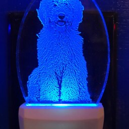 Goldendoodle Nightlight Etched Dog Lover Pet Gift Designed By Deborah Houser Personalized 8 Light Color Ootions - thumbnail 3