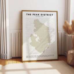 Peak District Word Search Print - Minimalist National Park Art - thumbnail 1