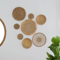 Hand Woven Bamboo Wall Art Set - Bohemian Wicker Decor - Set Of 8