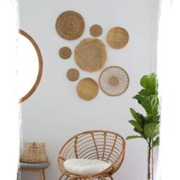 Hand Woven Bamboo Wall Art Set - Bohemian Wicker Decor - Set Of 8 - thumbnail 4