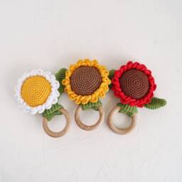Sunflower Baby First Toy, Personalized Welcome Gift, Marigold Flower Bee & Shower Gift Set - thumbnail 3