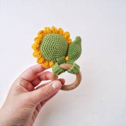 Sunflower Baby First Toy, Personalized Welcome Gift, Marigold Flower Bee & Shower Gift Set - thumbnail 2