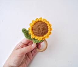 Sunflower Baby First Toy, Personalized Welcome Gift, Marigold Flower Bee & Shower Gift Set