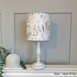 Lampshade - Nursery Ceiling Or Table Lampshade, Sketched Woodland Lampshade, Childrens Room Round Deers Decor - thumbnail 2