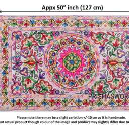 Embroidered Indian Tapestry 30x50 Inch - Vibrant Sequin Wall Hanging, Multicolor Table Cover, Boho Decor Rectangle Textile - thumbnail 2