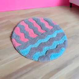 Round Pastel-Colored Bathroom Rug, Soft. Handmade Gift For Moving, Modern Hallway Children's Room Rug - thumbnail 2