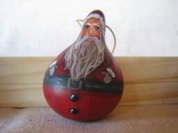 Mini Gourds - Santa Claus Christmas Ornament Hand Painted - thumbnail 1