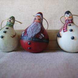 Mini Gourds - Santa Claus Christmas Ornament Hand Painted - thumbnail 4