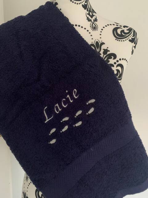 Footprints Embroidered Towel - Personalised Face Cloth/Hand Bath - image 1