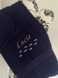 Footprints Embroidered Towel - Personalised Face Cloth/Hand Bath - thumbnail 1