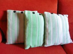 3 Cushion Covers, Low Lizo Fabric, Handmade, Cotton, White Color, Gray, Green Color, Cheerful, Fabric, Pleasant, Clasp Closure, Buttons - thumbnail 1