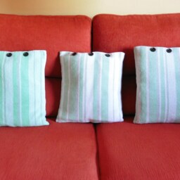 3 Cushion Covers, Low Lizo Fabric, Handmade, Cotton, White Color, Gray, Green Color, Cheerful, Fabric, Pleasant, Clasp Closure, Buttons - thumbnail 2