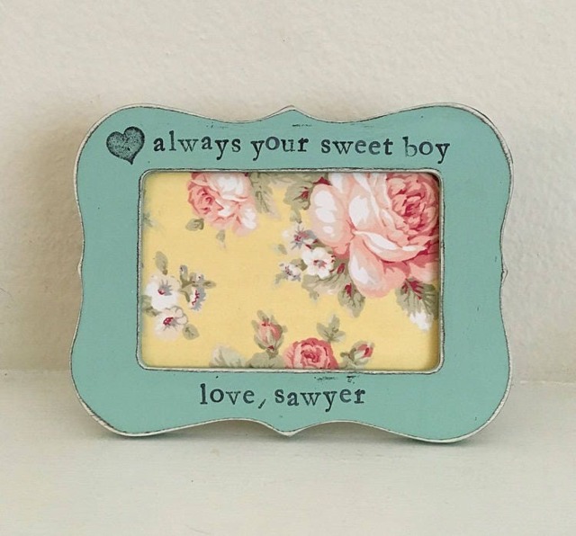Personalized Mother's Day Picture Frame Hand Stamped Vintage Decor - image 1