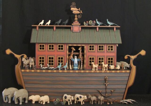 Heirloom Ark, Hand Carved Wooden Noah's Noahs Ark Animals, Wood - image 1