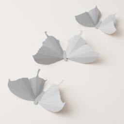 3D Wall Butterflies Fog Grey Butterfly Silhouettes For Home Art Decor, Nursery, Children's Room - thumbnail 3