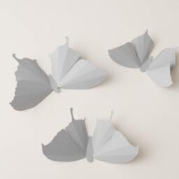 3D Wall Butterflies Fog Grey Butterfly Silhouettes For Home Art Decor, Nursery, Children's Room - thumbnail 2