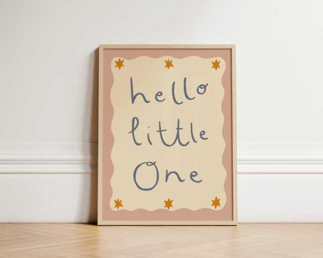 Hello Little One Print, Nursery Bedroom Art, Illustration Wall Boho Nursery, Baby Room, Play Unframed - image 1