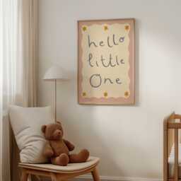 Hello Little One Print, Nursery Bedroom Art, Illustration Wall Boho Nursery, Baby Room, Play Unframed - thumbnail 2