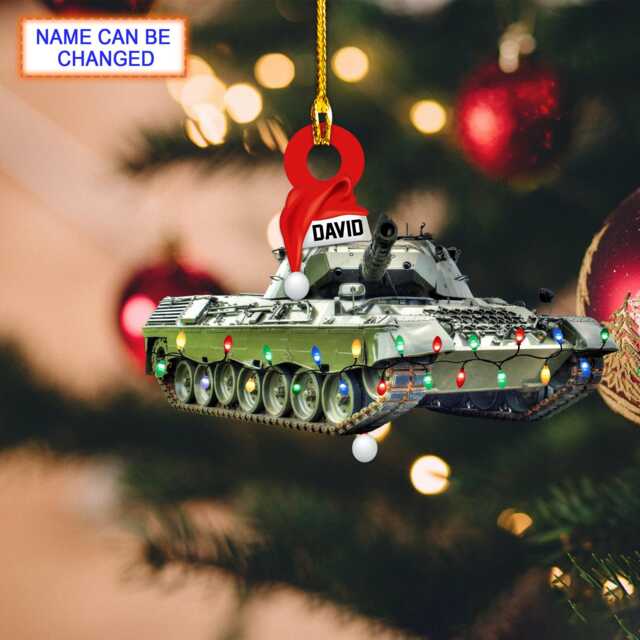 Custom Name Tank Xmas Personalized Ornament, Christmas Tree Hanging Decor, Flat 2D Gift For Lovers - image 1