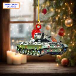 Custom Name Tank Xmas Personalized Ornament, Christmas Tree Hanging Decor, Flat 2D Gift For Lovers - thumbnail 3