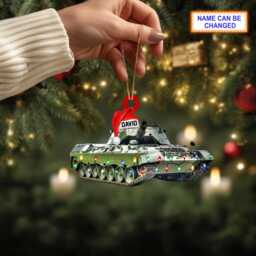 Custom Name Tank Xmas Personalized Ornament, Christmas Tree Hanging Decor, Flat 2D Gift For Lovers - thumbnail 2