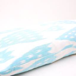 Blue Ikat Long Body Pillow Cover, Cotton Lumbar Cushion - thumbnail 3