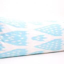 Blue Ikat Long Body Pillow Cover, Cotton Lumbar Cushion - thumbnail 2