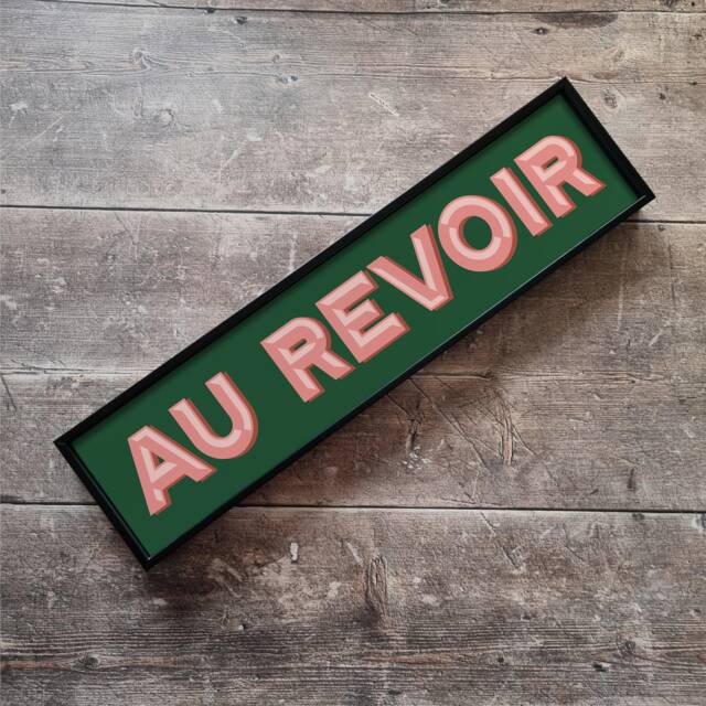 Au Revoir Framed Metal Print Colorful Typography Wall Art - image 1