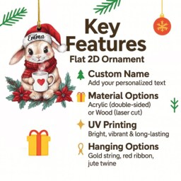 Personalized Photo Cardinal Heart Ornament, Christmas Tree Car Hanging Decor, Flat 2D Ornament Acrylic Wooden Holiday Keepsake Gift 2026 - thumbnail 4