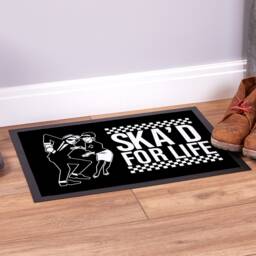 Black & White Ska'd For Life Design Door Mat - 60cm X 40cm - thumbnail 4